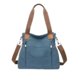 Large Capacity Canvas Casual Crossbody Bag Women's Canvas Tote Bag Work Shoulder Crossbody Bags Vintage Multi-pocket Handbags