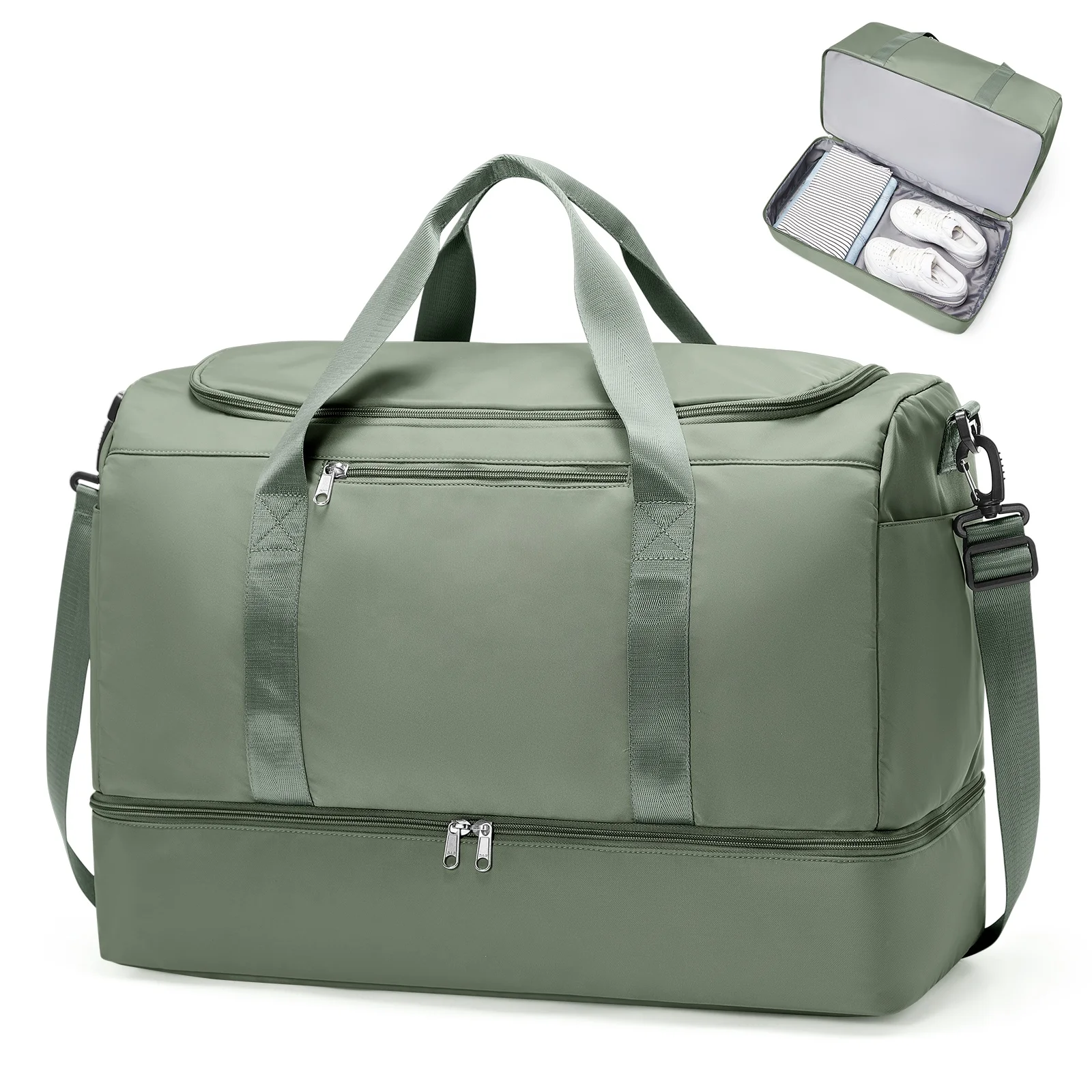 H5e40980f0b5f4aea9b30f5139369666bL.webp Large Light Weight Durable Soft Travel Duffel Bag for Men Women Weekender Shoe Compartment Labor Delivery Yoga Gym Use - Image 1